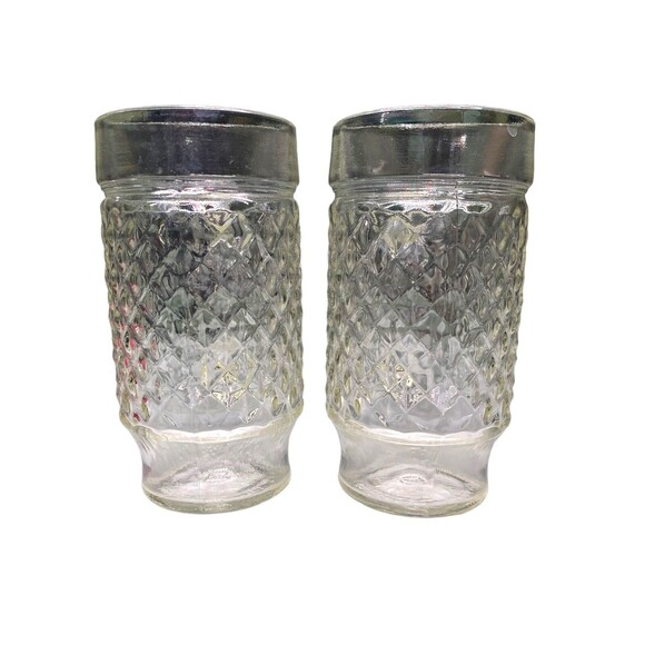 Vintage Anchor Hocking Diamond Cut Glass Beer Mugs - Set Of 2 - 1960's - MCM - Picture 5 of 9